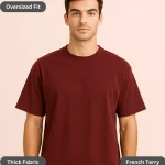 Maroon Oversized T-Shirt for Men – 260 GSM Heavyweight Cotton