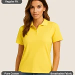 Yellow Polo T-Shirt for Women – Regular Fit, Pure Cotton