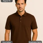 Brown Polo T-Shirt for Men – Regular Fit, Pure Cotton