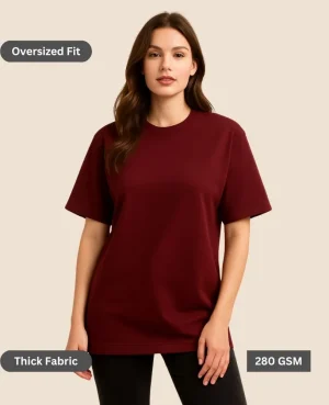 maroon-oversized-t-shirt-women