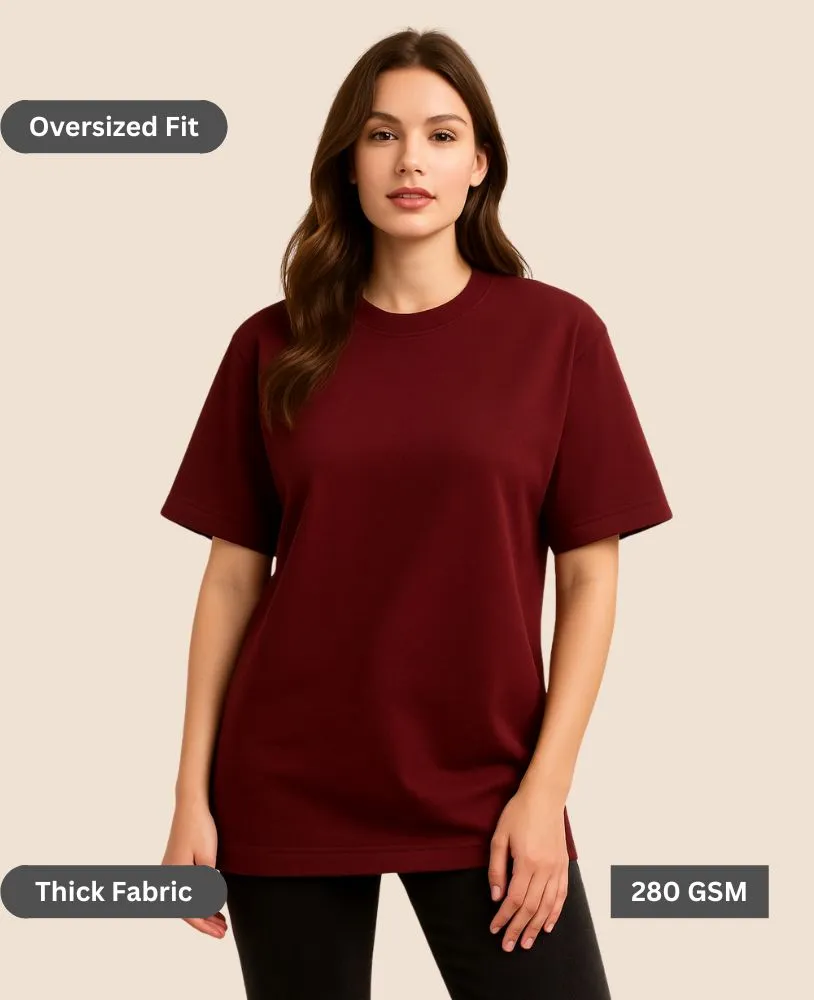 maroon-oversized-t-shirt-women