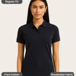 Navy Polo T-Shirt for Women – Regular Fit, Pure Cotton