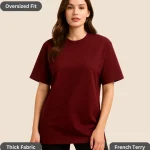 Maroon Oversized T-Shirt for Women – 260 GSM Heavyweight Cotton