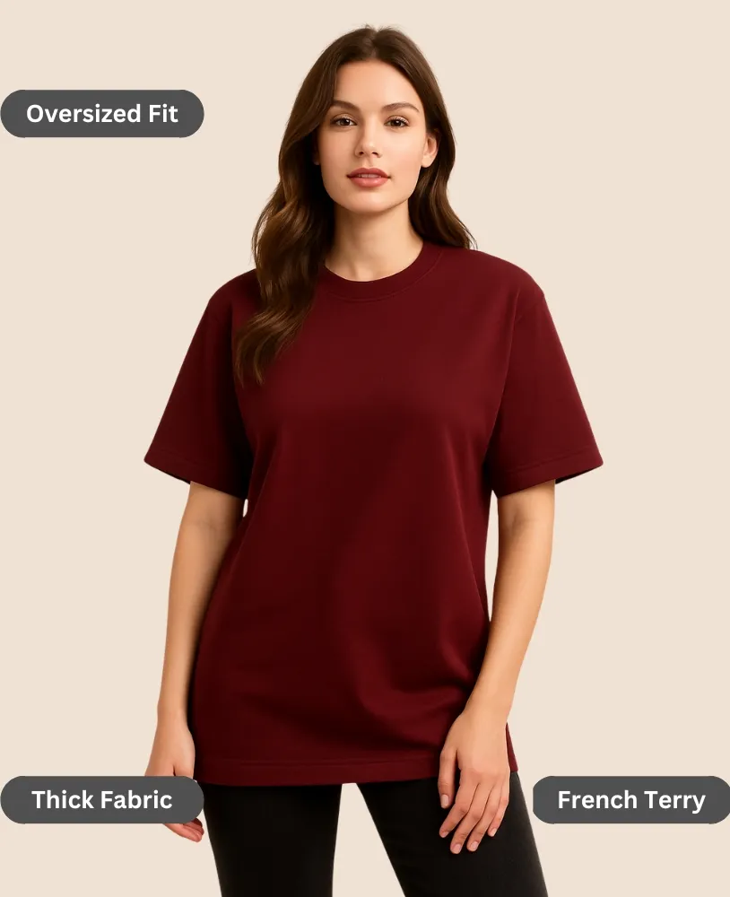 maroon-oversized-t-shirt-women