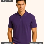 Purple Polo T-Shirt for Men – Regular Fit, Pure Cotton
