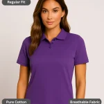 Purple Polo T-Shirt for Women – Regular Fit, Pure Cotton
