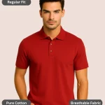 Red Polo T-Shirt for Men – Regular Fit, Pure Cotton