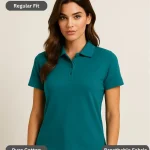 Teal Blue Polo T-Shirt for Women – Regular Fit, Pure Cotton