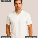 White Polo T-Shirt for Men – Regular Fit, Pure Cotton