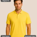 Yellow Polo T-Shirt for Men – Regular Fit, Pure Cotton