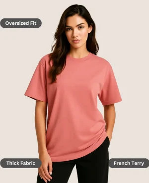 pink oversized t-shirt women 260 gsm